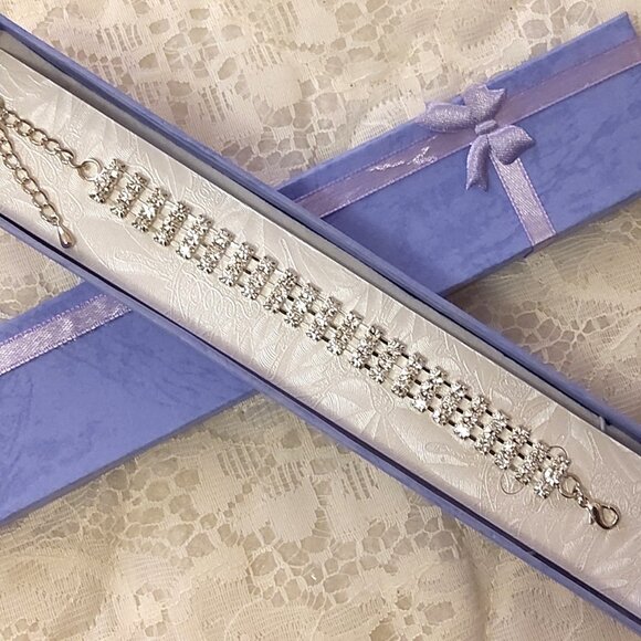 New Clear Crystal 3 Lines Silver Tone Bangle Bracelet Girl's Jewelry Gifts - Picture 3 of 5